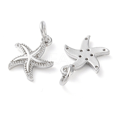 Rack Plating Brass Micro Pave Clear Cubic Zirconia Charms KK-D097-04P-1
