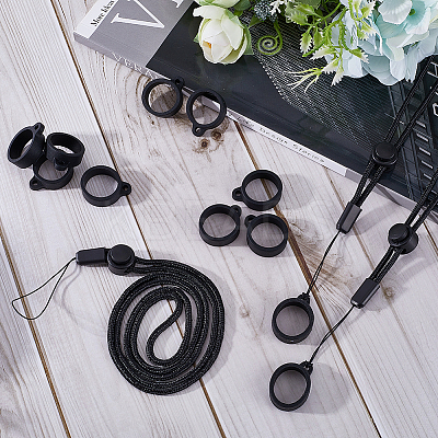 36Pcs Silicone Rings with 6Pcs Polyester Necklace Lanyard Anti-Loss Pendant Holder DIY-GF0008-07A-1