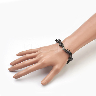 Natural Obsidian Beads Stretch Bracelets BJEW-JB03860-07-1