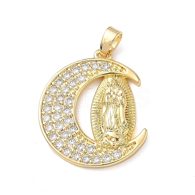 Brass Micro Pave Cubic Zirconia Pendants KK-P334-21G-1
