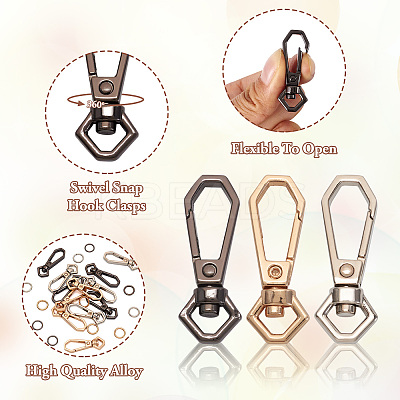 15Pcs 6 Colors Alloy Swivel Snap Hook Clasps FIND-TA0003-78-1