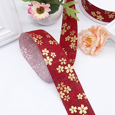 Cotton Flower Print Ribbons OCOR-WH0045-28B-07-1