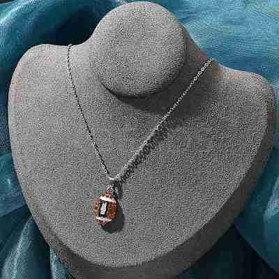 Zinc Alloy Topaz Rhinestone Sport Ball Pendant Cable Chain Necklaces LS-NJEW-U024-01P-06-1