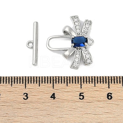 Brass Micro Pave Clear Cubic Zirconia Toggle Clasps KK-K391-20P-1