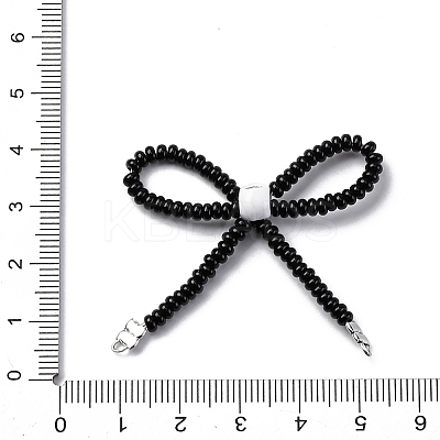 Alloy & Glass Seed Beads Bowknot Chandelier Component Links PALLOY-D359-03D-1