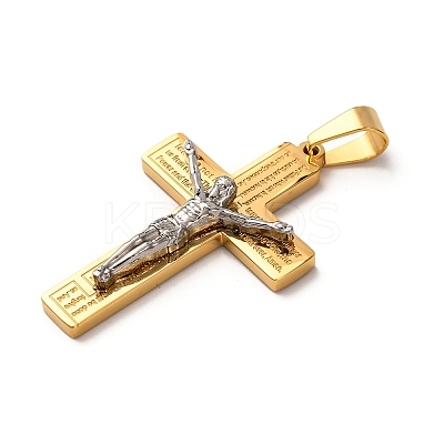 304 Stainless Steel Religion Jesus Cross Pendants STAS-F323-07PG-1