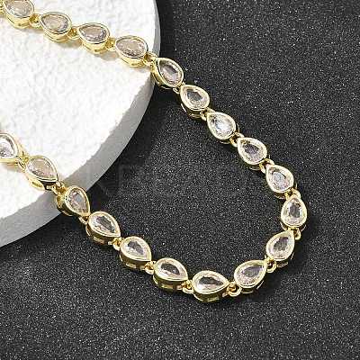 Brass Micro Pave Cubic Zirconia Geometric Tennis Necklaces NJEW-C121-02B-G-1