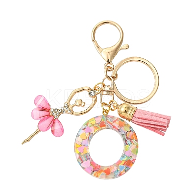 Letter A~Z Transparent Glitter Resin Pendant Keychains KEYC-FZ00024-15-1