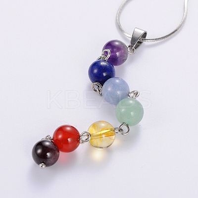 Natural Gemstone Pendant Necklaces X-NJEW-JN00938-1