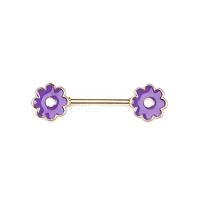 Brass Enamel Purple Flower Barbell Nipple Rings FS-WGE2017-09-1