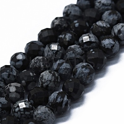 Natural Snowflake Obsidian Beads Strands G-G927-45-1