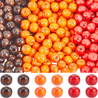 600Pcs 3 Colors Dyed Natural Wood Beads WOOD-SC0001-82B-1