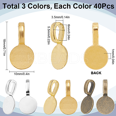 120Pcs 3 Colors Tibetan Style Alloy Glue On Flat Pad Pendant Bails FIND-SP0001-87-1