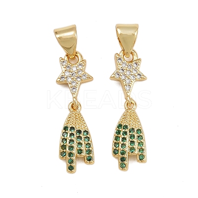 Brass Micro Pave Cubic Zirconia Pendants KK-C132-19G-1
