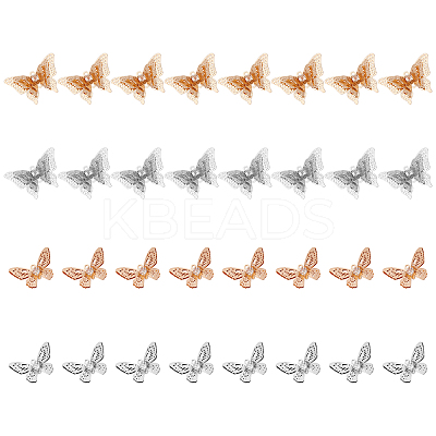 32Pcs 4 Style Brass Filigree Pendants KK-AR0002-02-1