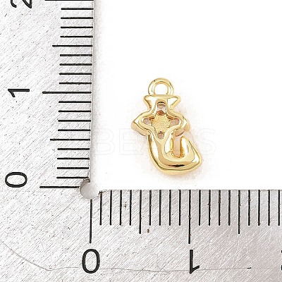 Brass Micro Pave Clear Cubic Zirconia Charms KK-Z151-18G-J-1