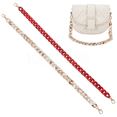 2Pcs 2 Colors Resin Imitation Gemstone Curb Chain Bag Straps FIND-WR0008-61-1