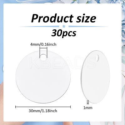 30Pcs Blank Double-sided Heat Transfer Aluminium Pendants DIY-BC0012-89B-1