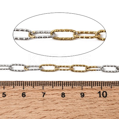 Two Tone 304 Stainless Steel Textured Paperclip Chains CHS-P029-01A-1
