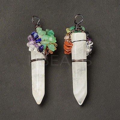 7 Chakra Pointed Natural Quartz Crystal Big Pendants G-C012-01R-11-1