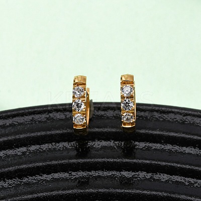 304 Stainless Steel Clear Cubic Zirconia Hoop Earrings EJEW-D331-18A-G-1