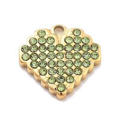 304 Stainless Steel Rhinestone Charms STAS-M092-06G-05-1