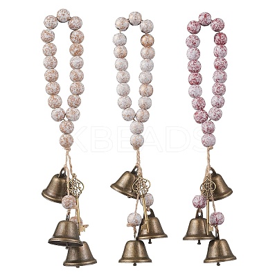 3Pcs Brass Bell Key Pendant Decorations HJEW-JM04230-1