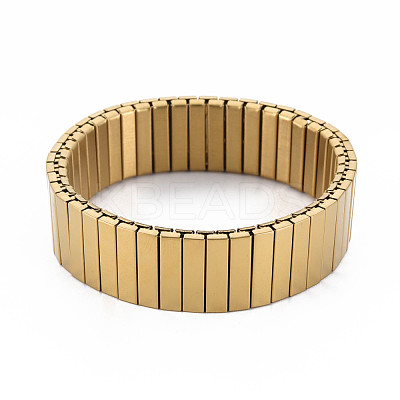 Ion Plating(IP) Stainless Steel Rectangle Stackable Stretch Bracelet BJEW-N017-027LG-1