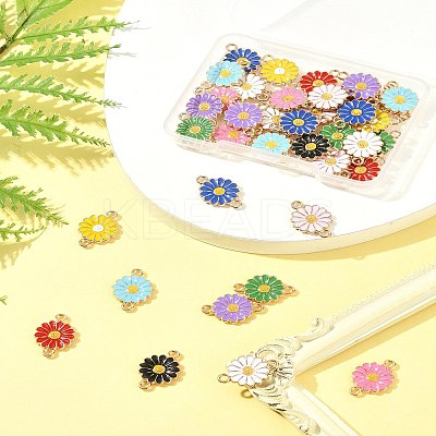 40Pcs 10 Colors Zinc Alloy Enamel Sunflower Connector Charms ENAM-FS0002-43-1