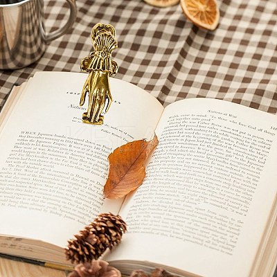 Alloy Hand Shaped Bookmark Clip AJEW-CP0006-94A-AG-1