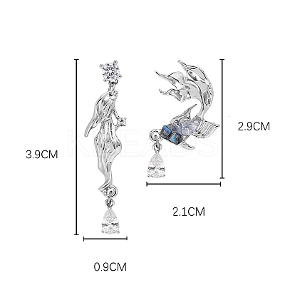 Fish Alloy Glass Dangle Stud Earrings FS-WG4D6D9-04-1