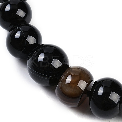Natural Dyed & Heated Black Agate Rondelle Graduated Beaded Necklaces for Women Men NJEW-K388-02D-1