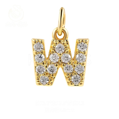 Brass Cubic Zirconia Pendants with Jump Rings FIND-PW0024-09W-1