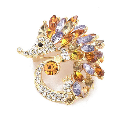 Rhinestone Hedgehog Badge LS-JEWB-E013-02G-01-1