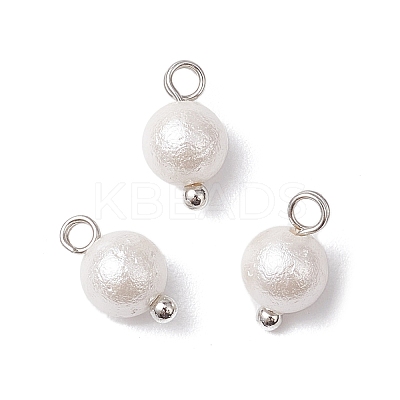 Wrinkle Textured Shell Pearl Round Charms PALLOY-JF03823-02-1