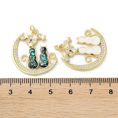 Brass Micro Pave Clear Cubic Zirconia Pendants KK-C045-47G-1