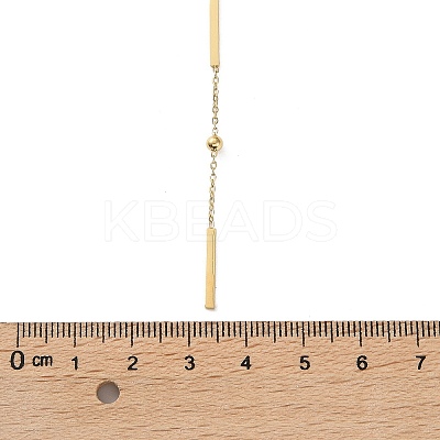 304 Stainless Steel Rectangle Link Chain Y Necklaces for Women NJEW-Z085-02G-1
