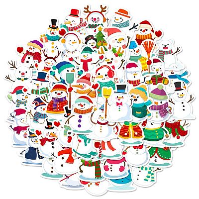 Christmas Theme 50Pcs Paper Self-Adhesive Picture Stickers AJEW-S036-15-1