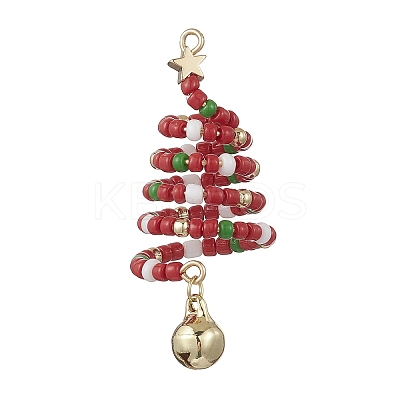 3Pcs 3 Colors Glass Seed Beaded Christmas Tree Big Pendants PALLOY-TA00330-1