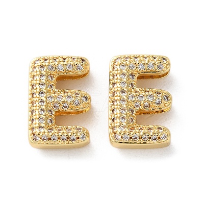 Rack Plating Brass Micro Pave Cubic Zirconia Slide Charms LS-KK-C084-34G-E-1