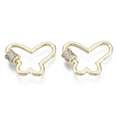 Brass Micro Pave Cubic Zirconia Screw Carabiner Lock Charms KK-R136-071E-NF-1