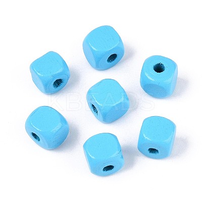 Spray Painted Wooden Beads WOOD-P021-01B-26-1