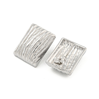 Non-Tarnish Rectangle 304 Stainless Steel Ear Studs EJEW-L290-012P-1