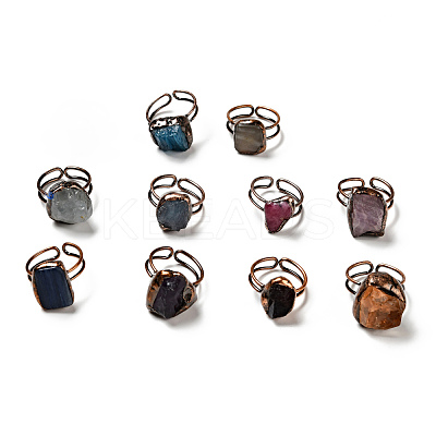 Natural Gemstone Irregular Nugget Open Cuff Rings G-D468-01R-1