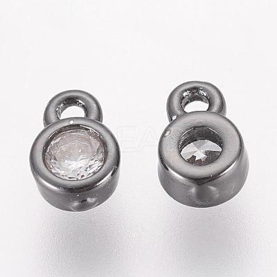 Brass Cubic Zirconia Charms ZIRC-P068-01B-1