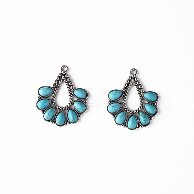 Synthetic Turquoise Pendants PALLOY-N157-036-1