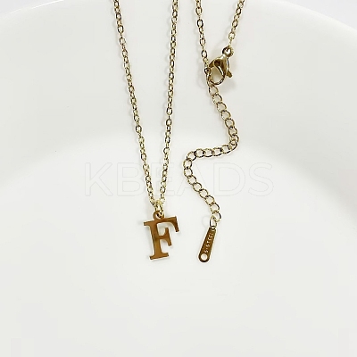 304 Stainless Steel Letter Pendant Necklaces NJEW-WH0027-26F-G-1