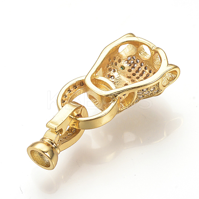 Brass Micro Pave Cubic Zirconia Fold Over Clasps ZIRC-S058-02G-1