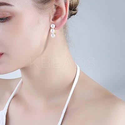 Triple Shell Pearl Beaded Hoop Earrings JE1001A-1