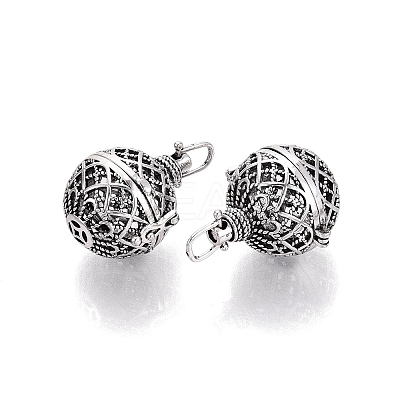 Rack Plating Brass Cage Pendants KK-S751-004AS-1